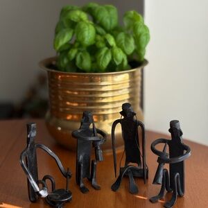 Cast Iron Jazz Musicians Black Metal Figurine Set Vintage Home Decor MCM